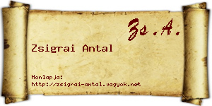 Zsigrai Antal névjegykártya